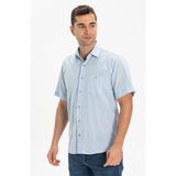 Eliş Şile Bezi Büyük Beden Kısa Kol Şile Bezi Tek Cepli Erkek Gömlek Buz Mavi - 5XL