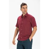 Eliş Şile Bezi Büyük Beden Kısa Kol Tek Cepli Erkek Gömlek Koyu Bordo 3068 - 4XL