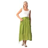 Eliş Şile Bezi Gökşen Vual Bağlama ve Lastik Detay Midi Boy Yazlık Otantik Etek Fıstık Yeşili, L/XL, 730.10, Fıstık Yeşili, Kadın