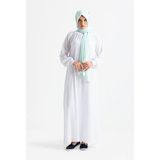 Eliş Şile Bezi Kadın Şile Bezi Pamuk Namaz Elbisesi Tek Parça Kolay Boydan Giyilen Kolu ve Yakası Lastikli Beyaz Byz - 2XL - 3XL