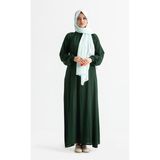 Eliş Şile Bezi Kadın Şile Bezi Pamuk Namaz Elbisesi Tek Parça Kolay Boydan Giyilen Kolu ve Yakası Lastikli Yeşil Ysl - 2XL - 3XL