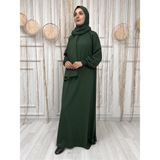 Eliş Şile Bezi Kadın Şile Bezi Pamuk Namaz Elbisesi Tek Parça Kolay Boydan Giyilen Kolu ve Yakası Lastikli Yeşil Ysl - L - XL