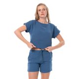 Eliş Şile Bezi Kısa Kol İzel Yazlık Müslin Bluz İndigo, L, 511.01, İndigo, Kadın