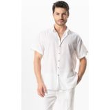 Eliş Şile Bezi Kısa Kol Poplin Akdeniz Erkek Yazlık Gömlek Beyaz Byz - 2XL