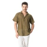 Eliş Şile Bezi Kısa Kol Poplin Akdeniz Yazlık Gömlek, 2XL, 971.04, Haki, Erkek