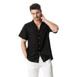 Eliş Şile Bezi Kısa Kol Poplin Akdeniz Yazlık Gömlek, 3XL, 971.04, Siyah, Erkek