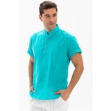 Eliş Şile Bezi Kısa Kol Şantuklu Pamuk Bodrum Erkek Yazlık Tshirt, 2XL, 981.01, Turkuaz, Unisex Yetişkin