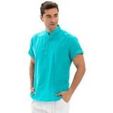 Eliş Şile Bezi Kısa Kol Şantuklu Pamuk Bodrum Erkek Yazlık Tshirt, 3XL, 981.01, Turkuaz, Unisex Yetişkin