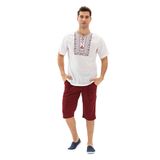 Eliş Şile Bezi Kısa Kol Şile Bezi Bisiklet Yaka Bahriyeli Yazlık T-shirt, S, TST.E.0002, Beyaz, Erkek