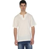 Eliş Şile Bezi Kısa Kol Şile Bezi Bisiklet Yaka Erkek T-Shirt Krem - XL