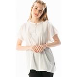 Eliş Şile Bezi Kısa Kol Şile Bezi Naz Yazlık Bluz Beyaz Byz - XL