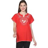 Eliş Şile Bezi Kısa Kol Şile Bezi Naz Yazlık Bluz Kırmızı Krmz - 2XL