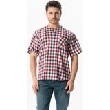 Eliş Şile Bezi Kısa Kol Şile Bezi Tek Cepli Bisiklet Yaka Erkek Yazlık Gömlek Kırmızı Lacivert Kareli 3008 - 2XL - Kırmızı - Lacivert
