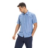 Eliş Şile Bezi Kısa Kol Şile Bezi Tek Cepli Yazlık Gömlek Mavi Beyaz Çizgili, 4XL, 171.07, Mavi Beyaz Çizgili, Erkek