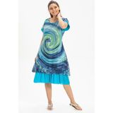 Eliş Şile Bezi Kısa Kol Vual Defne Midi Boy Yazlık Otantik Elbise Lacivert 6007 - 2XL - 3XL - Çok Renkli