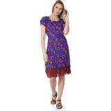 Eliş Şile Bezi Kısa Kol Vual Defne Midi Boy Yazlık Otantik Elbise Mor 6084 - 2XL - 3XL
