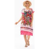 Eliş Şile Bezi Kısa Kol Vual Defne Midi Boy Yazlık Otantik Elbise Pembe 6060 - S - M - Pembe Ekose