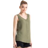 Eliş Şile Bezi Kolsuz Melis Yazlık Müslin Bluz, 2XL, 513.01, Haki, Kadın