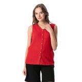Eliş Şile Bezi Kolsuz Melis Yazlık Müslin Bluz, 3XL, 513.01, Kırmızı, Kadın