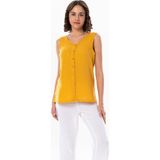 Eliş Şile Bezi Kolsuz Melis Yazlık Müslin Bluz Hardal Hrd - 2XL