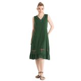 Eliş Şile Bezi Kolsuz Şile Bezi Mehtap Midi Boy Yazlık Elbise, 2XL, 223.15, Yeşil, Kadın