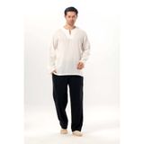 Eliş Şile Bezi Krem 3002 Büyük Beden Uzun Kol Şile Bezi Bisiklet Yaka Erkek Tshirt