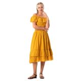 Eliş Şile Bezi Lavinya Beli Lastikli Vual Uzun Yazlık Etek, 2XL-3XL, 130.09, Hardal, Kadın