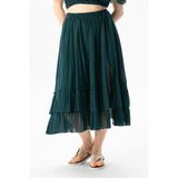 Eliş Şile Bezi Lavinya Beli Lastikli Vual Uzun Yazlık Etek, 2XL-3XL, 130.09, Petrol, Kadın