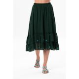 Eliş Şile Bezi Lavinya Vual Nakışlı Uzun Yazlık Etek, 2XL-3XL, 730.11, Yeşil, Kadın