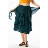 Eliş Şile Bezi Salkım Vual Dantelli Saçaklı Uzun Yazlık Otantik Etek Petrol Ptrl - 2XL - 3XL
