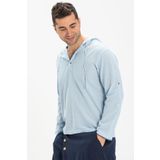 Eliş Şile Bezi Şile Bezi Çift Cepli Kapüşonlu Erkek Sweatshirt Buz Mavi Bmv