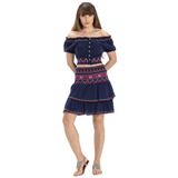 Eliş Şile Bezi Şile Bezi Latin Mini Yazlık Etek, XL, 230.05, Mor, Kadın
