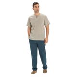 Eliş Şile Bezi Taş 3031 Büyük Beden Kısa Kol Şile Bezi Bisiklet Yaka Erkek Tshirt