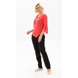 Eliş Şile Bezi Truvakar Kol Büyük Beden Gofre Rodos Yazlık Bluz, 2XL, 112.23, Mercan, Kadın