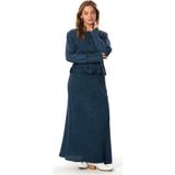 Eliş Şile Bezi Uzun Kol Ahu Otantik Örgü Desenli Kışlık Uzun Triko Elbise Indigo Indg - İndigo - L - XL