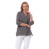 Eliş Şile Bezi Uzun Kol Asu Yazlık Müslin Bluz, 2XL, 512.05, Gri, Kadın