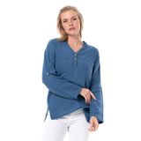 Eliş Şile Bezi Uzun Kol Asu Yazlık Müslin Bluz İndigo, L/XL, 512.05, İndigo, Kadın