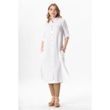 Eliş Şile Bezi Uzun Kol Gömlek Yaka Hafsa Müslin Yazlık Tunik, 2XL/3XL, 552.06, Beyaz, Kadın