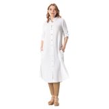 Eliş Şile Bezi Uzun Kol Gömlek Yaka Hafsa Müslin Yazlık Tunik, L/XL, 552.06, Beyaz, Kadın