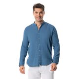 Eliş Şile Bezi Uzun Kol Hakim Yaka Müslin Yazlık Gömlek İndigo, 2XL, 572.01, İndigo, Erkek