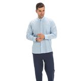 Eliş Şile Bezi Uzun Kol Şile Bezi Hakim Yaka Tek Cepli Yazlık Gömlek Buz Mavi, 2XL, 172.02, Buz Mavi, Erkek