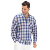 Eliş Şile Bezi Uzun Kol Şile Bezi Tek Cepli Yazlık Gömlek Saks Ekose, 2XL, 172.01, Saks Ekose, Erkek