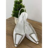 Elisa 0000057 Beyaz Metal Toka Detay Kadın Stiletto Topuklu Ayakkabı