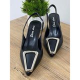 Elisa 0000057 Siyah Metal Toka Detay Kadın Stiletto Topuklu Ayakkabı