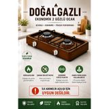 ELİSA 2 GÖZLÜ DOĞALGAZLI SET ÜSTÜ EKONOMİK DOĞALGAZLI OCAK KAHVERENGİ