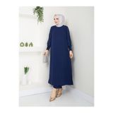 ELİSA Kolları Taşlı Uzun Tunik Pantolon İkili Tesettür Takım Büyük Beden
