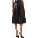 Elisabetta Franchi Crackled Deri Görünümlü, Siyah Kloş Midi Etek - 46