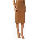 Elisabetta Franchi Deri Görünümlü, Korse Detaylı Fitted Pencil Midi Etek - Kahverengi - 44