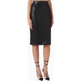 Elisabetta Franchi Deri Görünümlü, Korse Detaylı Fitted Pencil Midi Etek - Siyah - 44