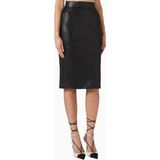 Elisabetta Franchi Deri Görünümlü, Korse Detaylı Fitted Pencil Midi Etek - Siyah - 46